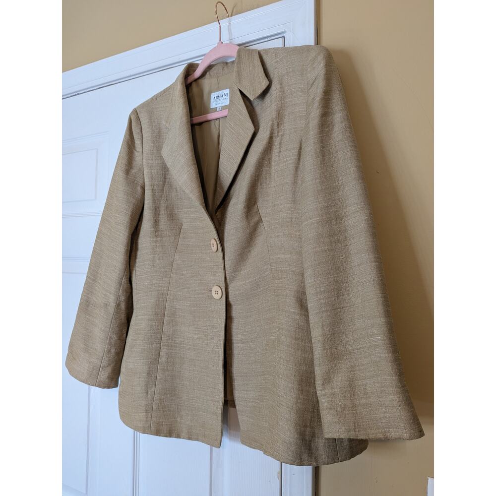 Vintage Armani Collezioni Silk Linen Pantsuit Set Size 14 Quiet Luxury - Picture 2 of 13